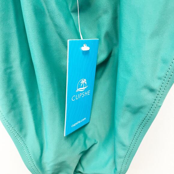 Cupshe Women's Ruched Cross Back One Piece Swimsuit Green Size Large - Picture 5 of 7